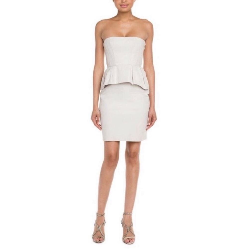 BCBG MaxAzria Avanti Strapless Corset Peplum Ruffle Mini Dress sz 4